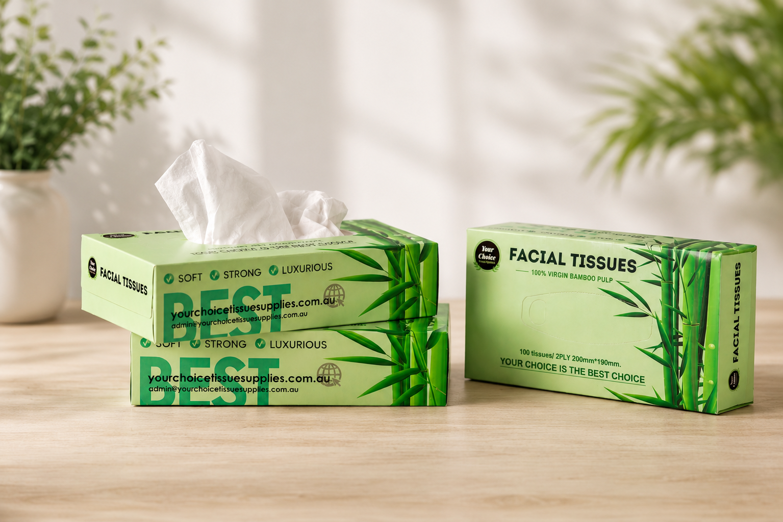 2-Ply 100% Bamboo Facial Tissues
